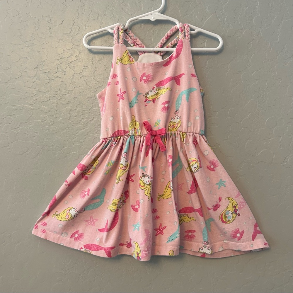 Tommy Bahama pink mermaid ocean sleeveless dress with braided straps size 3t